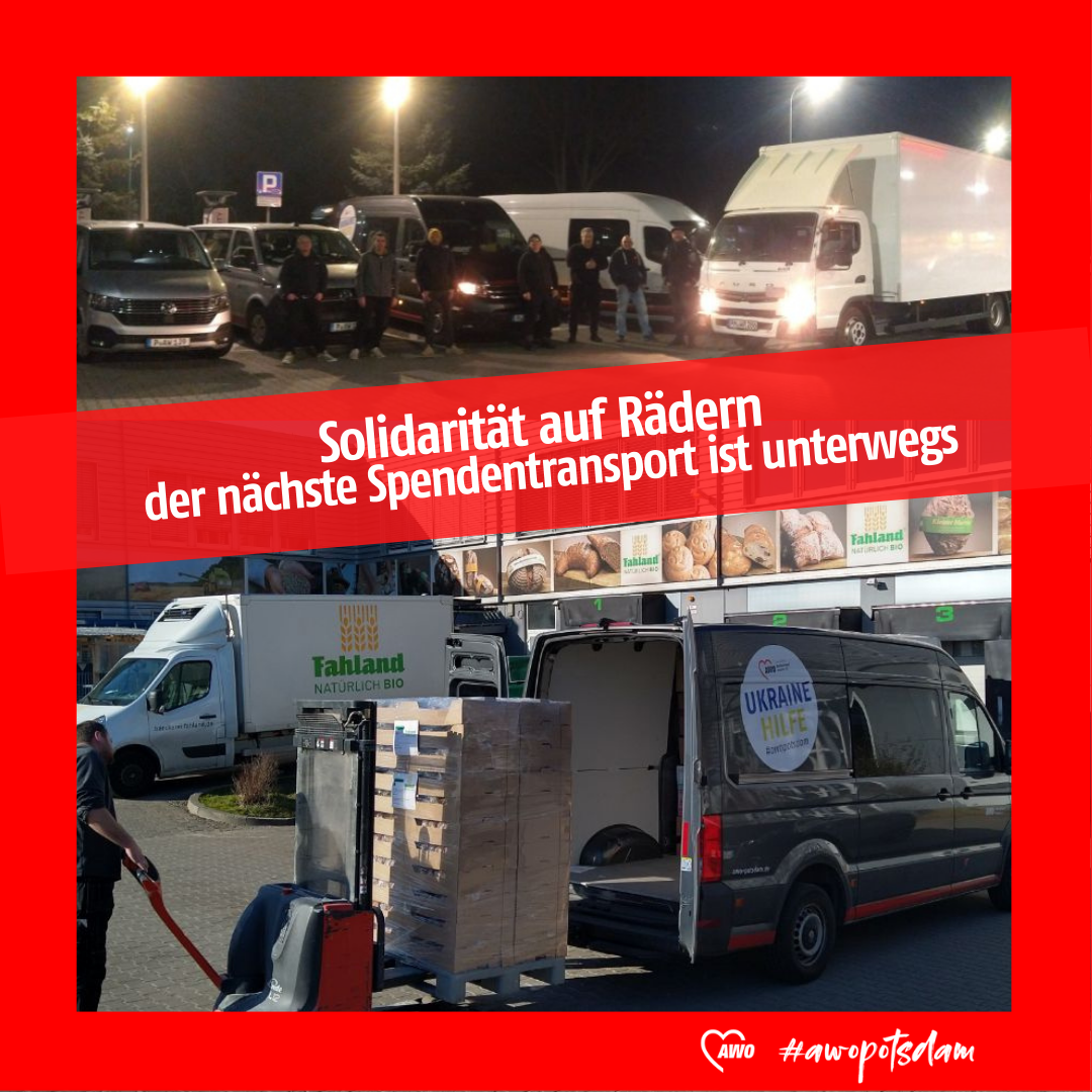 Bild von zwei Spendentransportern die beladen werden